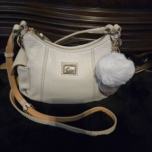 Dooney & Bourke White Pebbled Leather Crossbody  Bag